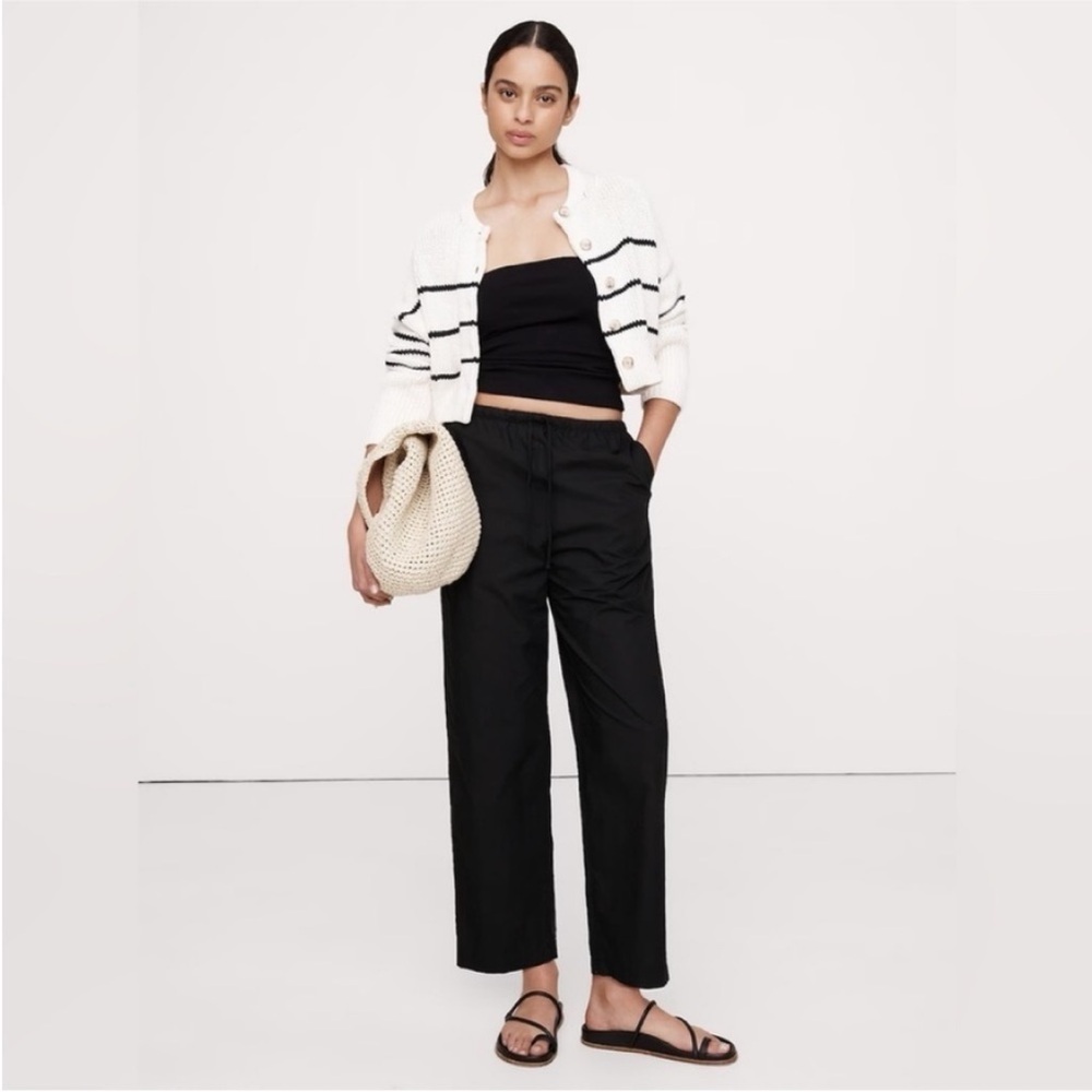 NWT! Banana Republic Black Cotton Poplin Pull-On Pant - Multiple 🖤 713483